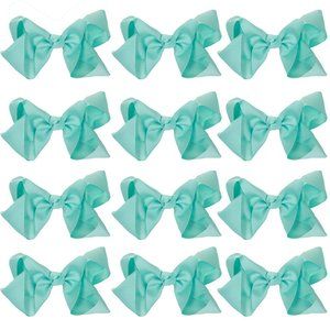 12pc Baby Girls Teens Women Solid 8" Hair Bows